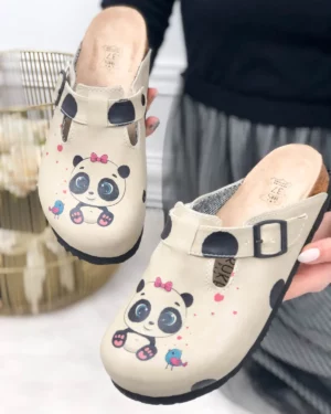 Ciabatte tipo sabot da donna fatte a mano con plantare ortopedico in vera pelle 10156BL