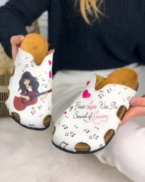Ciabatte tipo sabot da donna fatte a mano con plantare ortopedico in vera pelle 700109