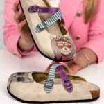 Ciabatte tipo sabot da donna fatte a mano con plantare ortopedico in vera pelle 700184 /