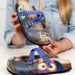 Ciabatte tipo sabot da donna fatte a mano con plantare ortopedico in vera pelle 700185 /