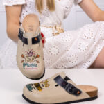 Ciabatte tipo sabot da donna fatte a mano con plantare ortopedico in vera pelle 700108 /