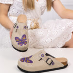 Ciabatte tipo sabot da donna fatte a mano con plantare ortopedico in vera pelle 500326 /