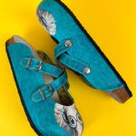 Ciabatte tipo sabot da donna fatte a mano con plantare ortopedico in vera pelle 700040 /