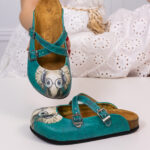 Ciabatte tipo sabot da donna fatte a mano con plantare ortopedico in vera pelle 700040 /