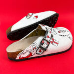 Ciabatte tipo sabot da donna fatte a mano con plantare ortopedico in vera pelle 700076 /