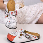 Ciabatte tipo sabot da donna fatte a mano con plantare ortopedico in vera pelle 700076 /