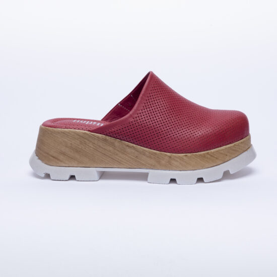 Alternative view of Ciabatte con plateau rosso in vera pelle