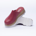 Ciabatte con plateau rosso in vera pelle /