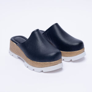 Ciabatte con plateau nere in vera pelle Ciabatte da donna Monocolore Ciabatte con plateau nere in vera pelle Ciabatte da donna Monocolore