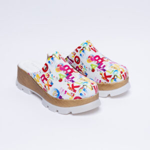 Ciabatte colorate con plateau in vera pelle Zoccoli sanitari donna Asilo Ciabatte colorate con plateau in vera pelle Zoccoli sanitari donna Asilo