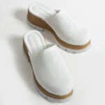 Ciabatte con plateau bianche in vera pelle / Ciabatte con plateau bianche in vera pelle /