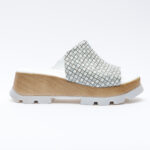 Zoccoli con zeppa da donna in pelle bianca /