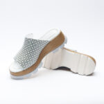 Zoccoli con zeppa da donna in pelle bianca /