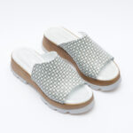 Zoccoli con zeppa da donna in pelle bianca /