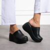 Zoccoli da donna moderni bianchi in pelle naturale con zeppa alta Zoccoli da lavoro donna Monocolore 6 Zoccoli da donna moderni bianchi in pelle naturale con zeppa alta Zoccoli da lavoro donna Monocolore 6