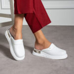 Ciabatte anatomiche bianche in vera pelle /