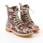 Anfibi moderni da donna in pelle naturale con stampa colorata /