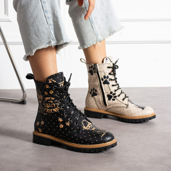 Alternative view of Anfibi moderni da donna in pelle naturale con stampa colorata