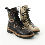 Anfibi moderni da donna in pelle naturale con stampa colorata / Anfibi moderni da donna in pelle naturale con stampa colorata /