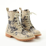 Anfibi moderni da donna in pelle naturale con stampa colorata /