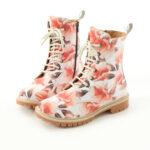 Anfibi moderni da donna in pelle naturale con stampa colorata /