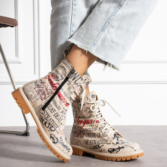 Alternative view of Anfibi moderni da donna in pelle naturale con stampa colorata