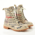 Anfibi moderni da donna in pelle naturale con stampa colorata /