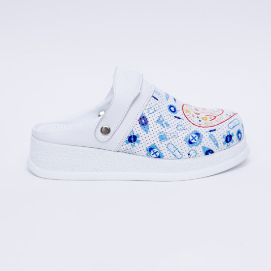 Alternative view of Sabot medico in pelle bianca con cinturino dietro