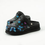 Sabot da lavoro in pelle nera con cinturino dietro /