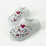 Sabot medico in pelle bianca con cinturino dietro /