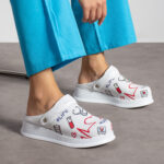 Sabot medico in pelle bianca con cinturino dietro /