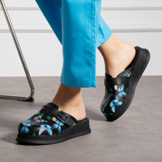 Sabot da lavoro in pelle nera Ciabatte sanitarie donna Colorate 2 Sabot da lavoro in pelle nera Ciabatte sanitarie donna Colorate 2