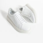 Sneakers uomo bianchi in pelle /