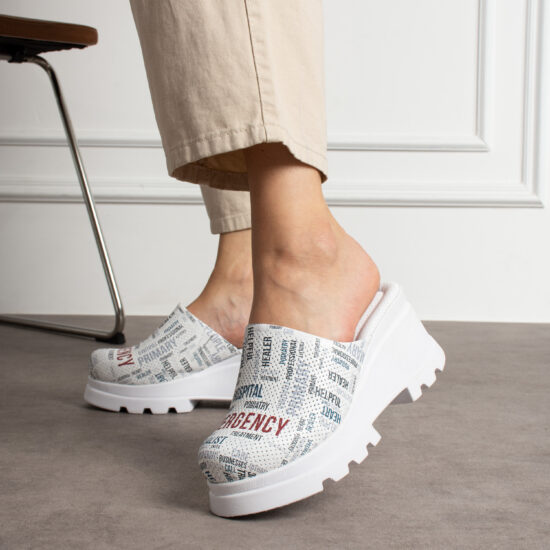 Alternative view of Sabot da lavoro in pelle naturale con plateau per donna