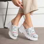 Sabot da lavoro in pelle naturale con plateau per donna /