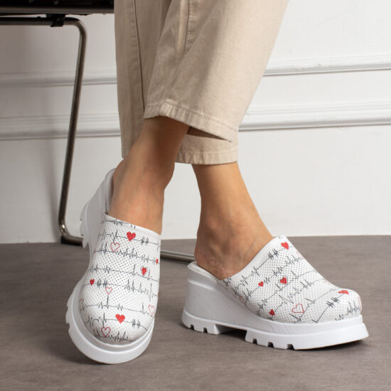 Sabot da lavoro in pelle con plateau per donna Zoccoli da lavoro donna Ciabatte da infermiere Sabot da lavoro in pelle con plateau per donna