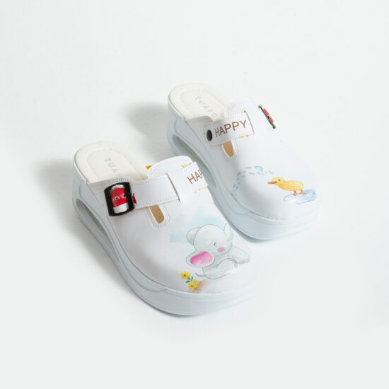 Alternative view of Zoccoli anatomici da lavoro con zeppa e stampa colorata