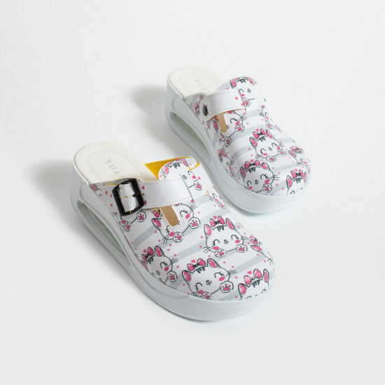 Alternative view of Zoccoli anatomici da lavoro con zeppa e stampa colorata