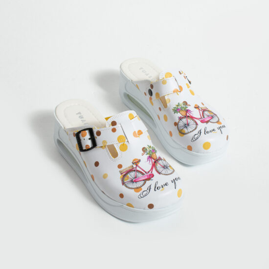 Alternative view of Zoccoli anatomici da lavoro con zeppa e stampa colorata