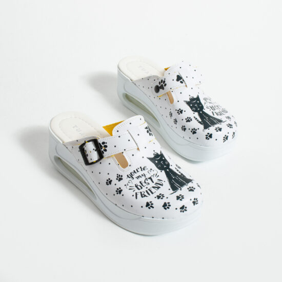 Alternative view of Zoccoli anatomici da lavoro con zeppa e stampa colorata