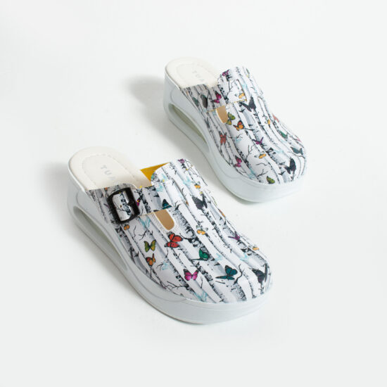 Alternative view of Zoccoli anatomici da lavoro con zeppa e stampa colorata