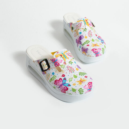 Alternative view of Zoccoli anatomici da lavoro con zeppa e stampa colorata