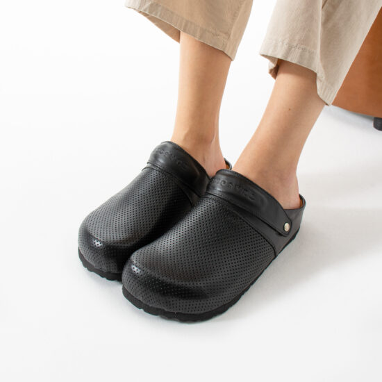 Sabot anatomico in pelle donna nero