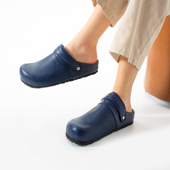 Alternative view of Sabot da donna bassi azzurri in pelle