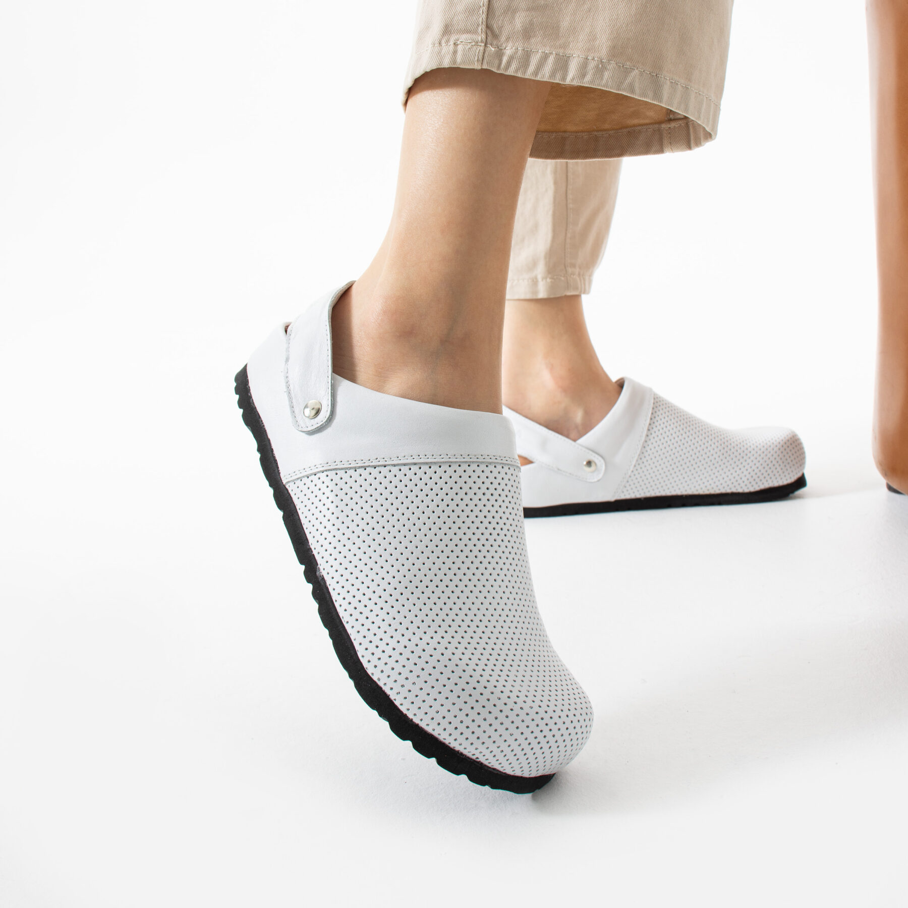 Sabot anatomico in pelle donna bianco