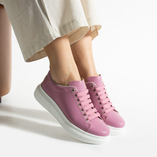 Sneakers da donna rosa intense leggere in pelle naturale