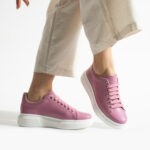 Sneakers da donna rosa intense leggere in pelle naturale / Sneakers da donna rosa intense leggere in pelle naturale /