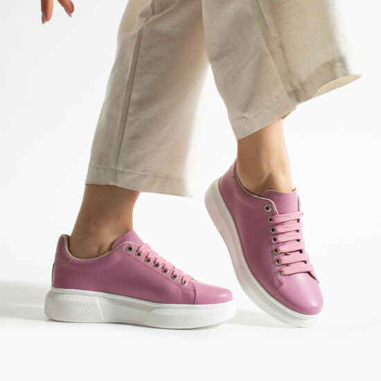 Sneakers da donna rosa intense leggere in pelle naturale Sneakers donna colorate 2