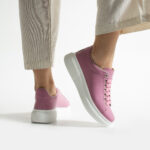 Sneakers da donna rosa intense leggere in pelle naturale / Sneakers da donna rosa intense leggere in pelle naturale /