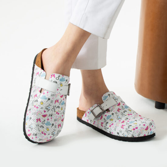 Sabot anatomico colorato in pelle donna